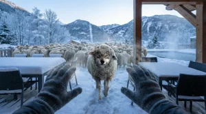 un loupe déguisé en mouton - réalisé avec l'IA. allIAnce - David Tabacznyj - CLÉIA prompt