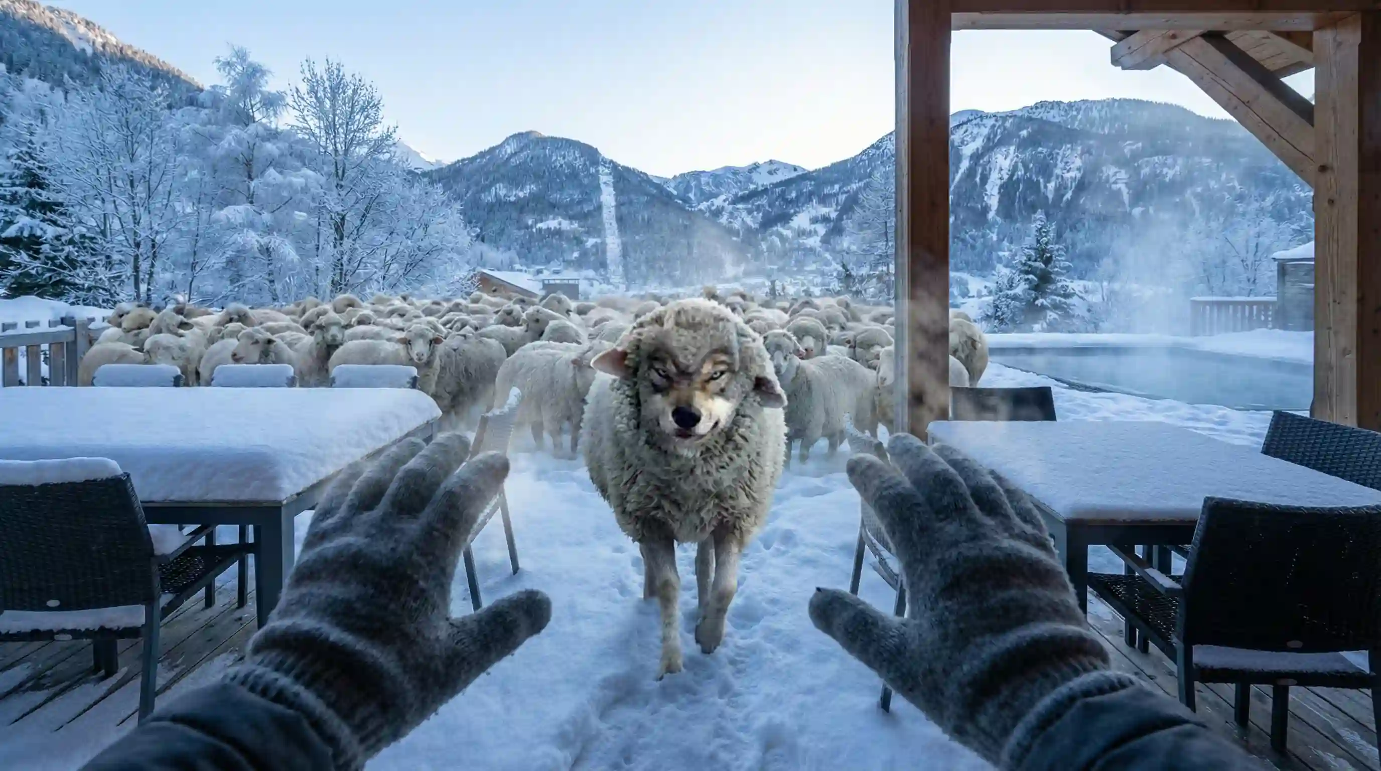 un loupe déguisé en mouton - réalisé avec l'IA. allIAnce - David Tabacznyj - CLÉIA prompt