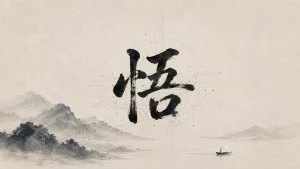 calligraphie chinoise IA du caractère wù, éveil, prendre conscience