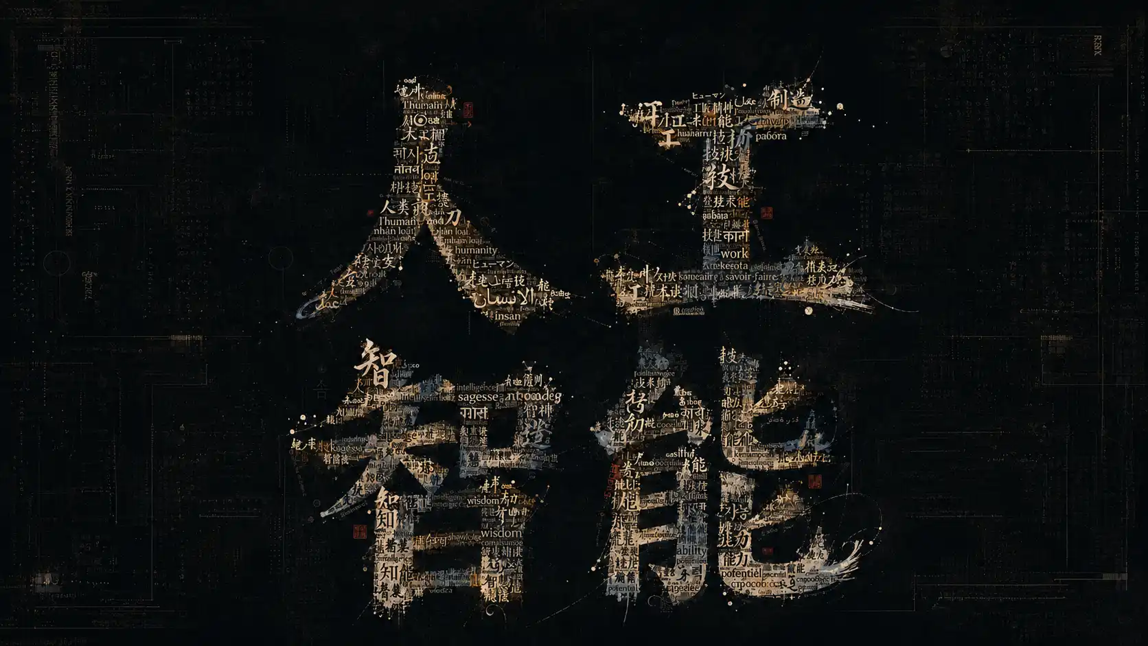 illustration IA du mot "IA" écrit en chinois
