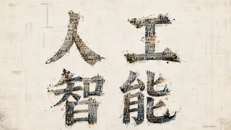 intelligence artificielle écrit en chinois sur une calligraphie