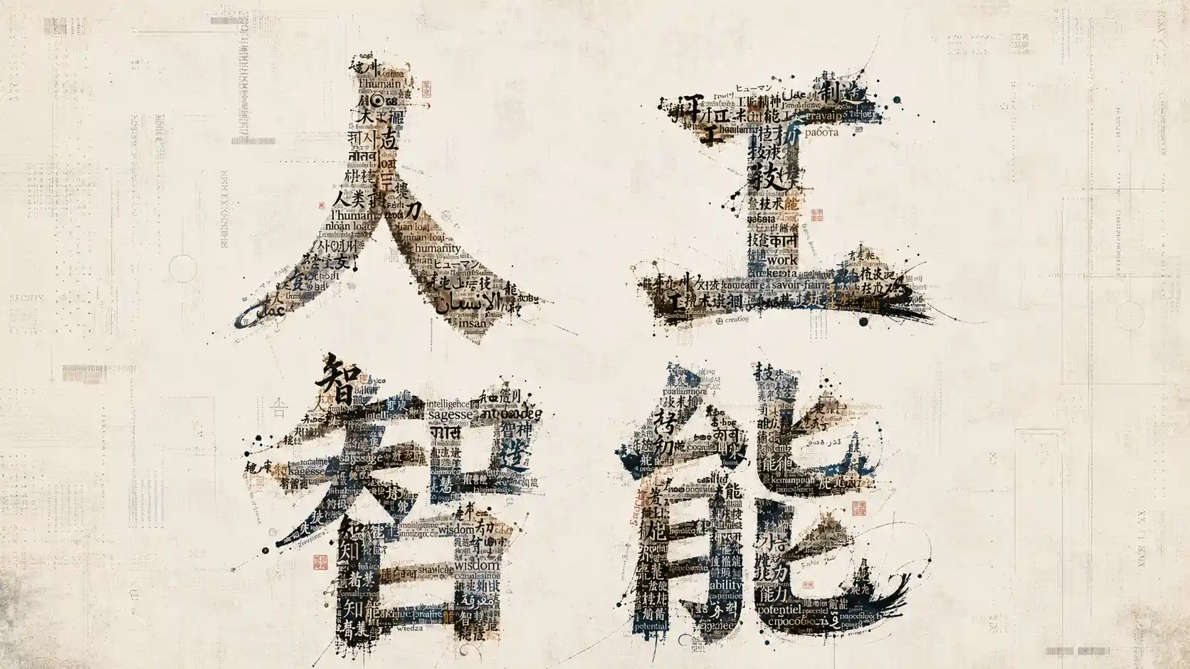 intelligence artificielle écrit en chinois sur une calligraphie