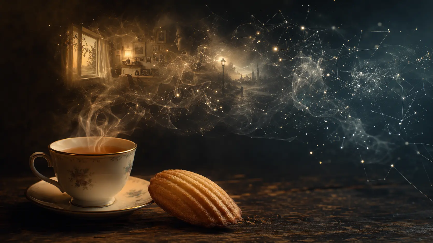 illustration IA de la madeleine de Proust